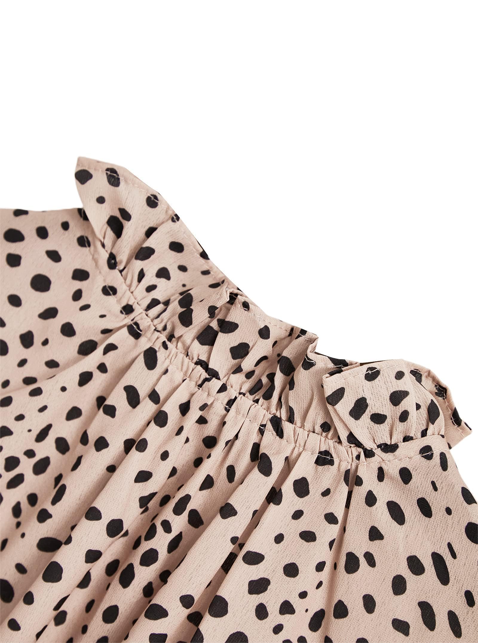 Avanova Women Polka Dot Long Sleeve Blouse Shirts Work Mock Neck Ruffle Top