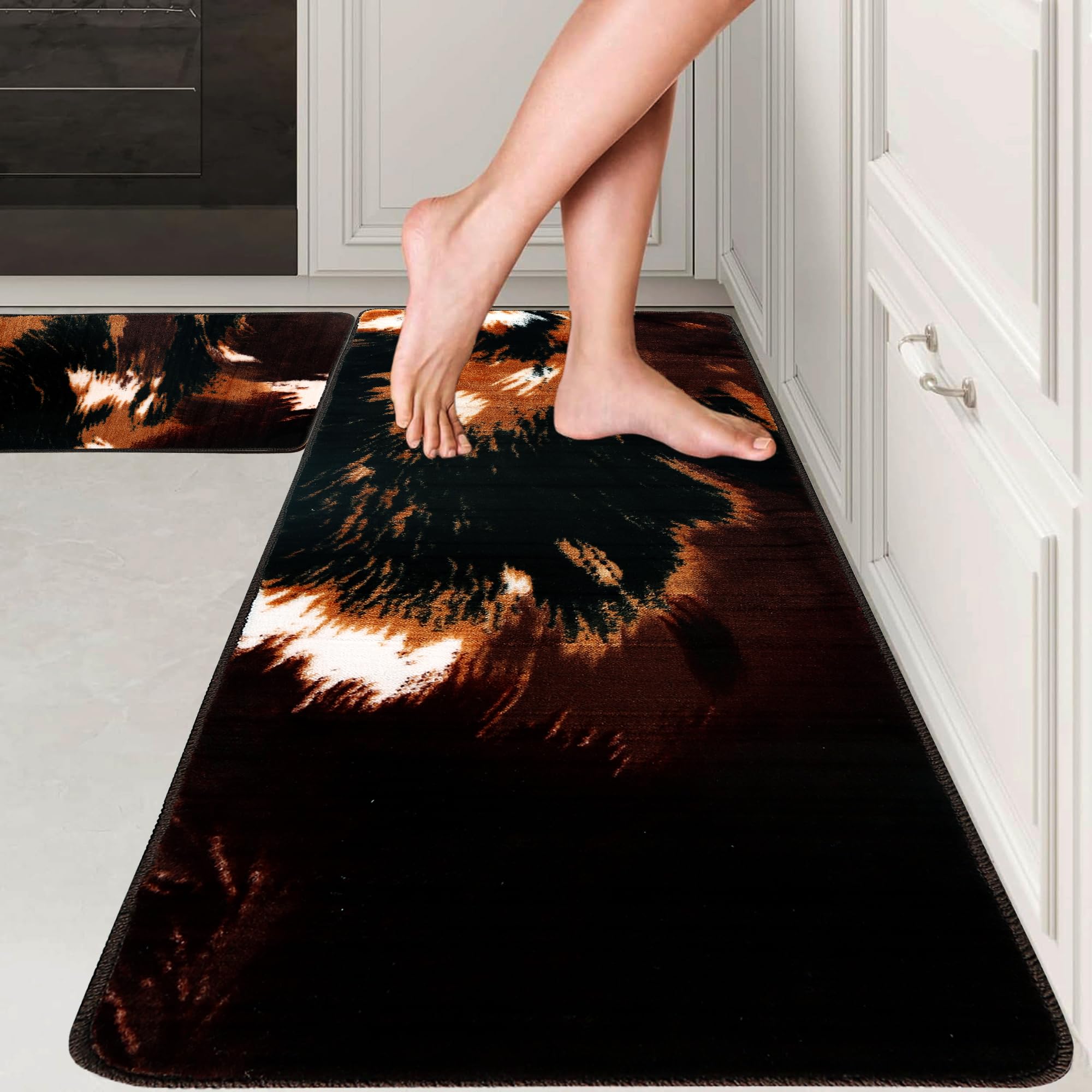 NatFit60 2 Pcs Kitchen Mats for Floor, Kitchen Floor Mats Florida Design, Anti Slip Mat for Kitchen Floor, Standing Desk Floor Runner, Washable Kitchen Carpet for Floor [Color Brown] (B0CZM93F9T) Amazon Price History, Amazon Price Tracker