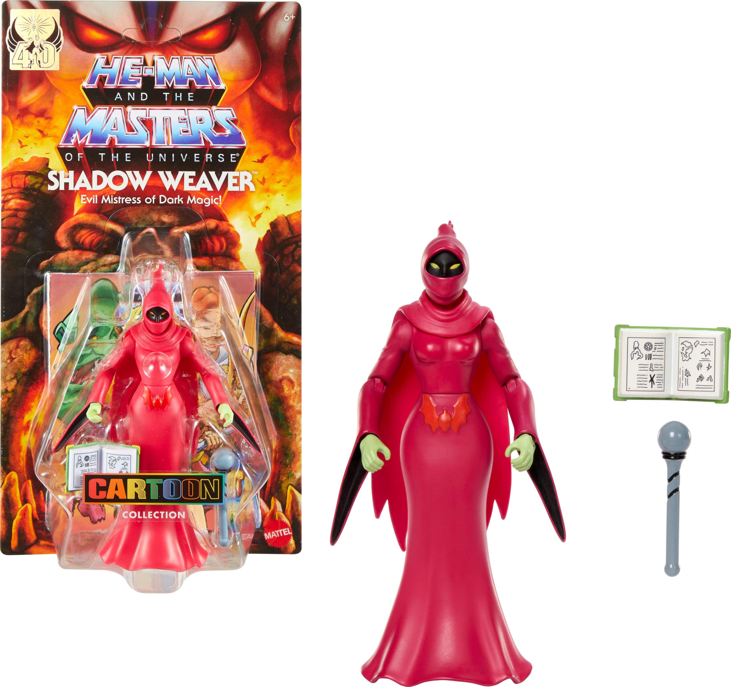 Masters of the Universe Origins Action Figure Cartoon Collection Shadow Weaver, 5.5-inch 1980s Motu Princess of Power TV Sorceress, Cloak & Wand