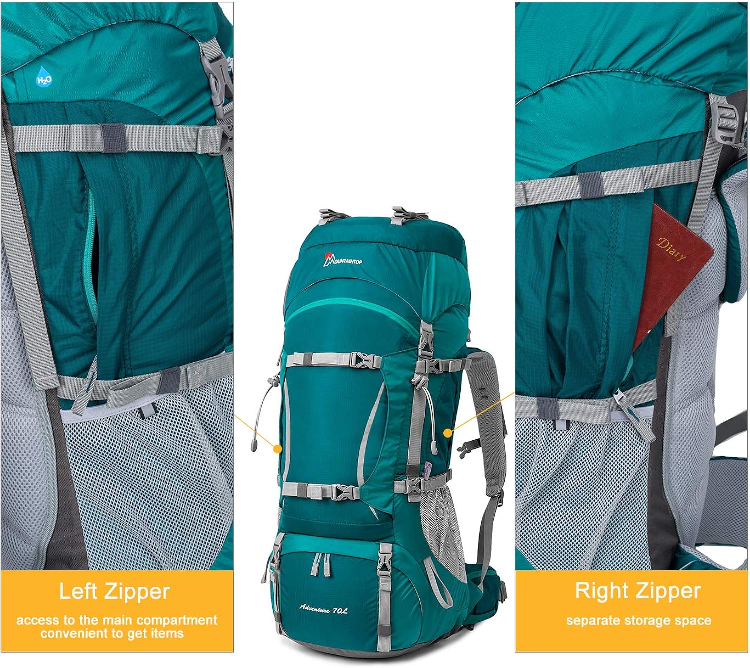 Mountaintop 70L+10L Hiking Backpack : Sports & Outdoors