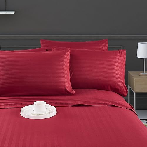 Miniatura 2 de Mocassi Juego de sábanas a rayas tamaño individual XL, sábanas y fundas de almohada de lujo de hotel de 1800 Premier, sábanas ultrasuaves,