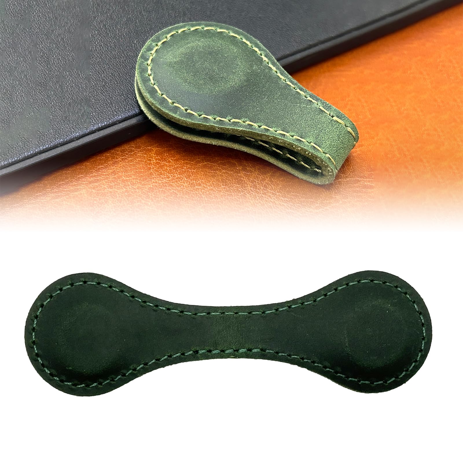 Magnetic Bookmarks Magnetic Leather Bookmark Vintage Book Mark Nature Leather Magnetic Page Markers Leather Engraved Bookmark (Peacock Green, 1-Pack)