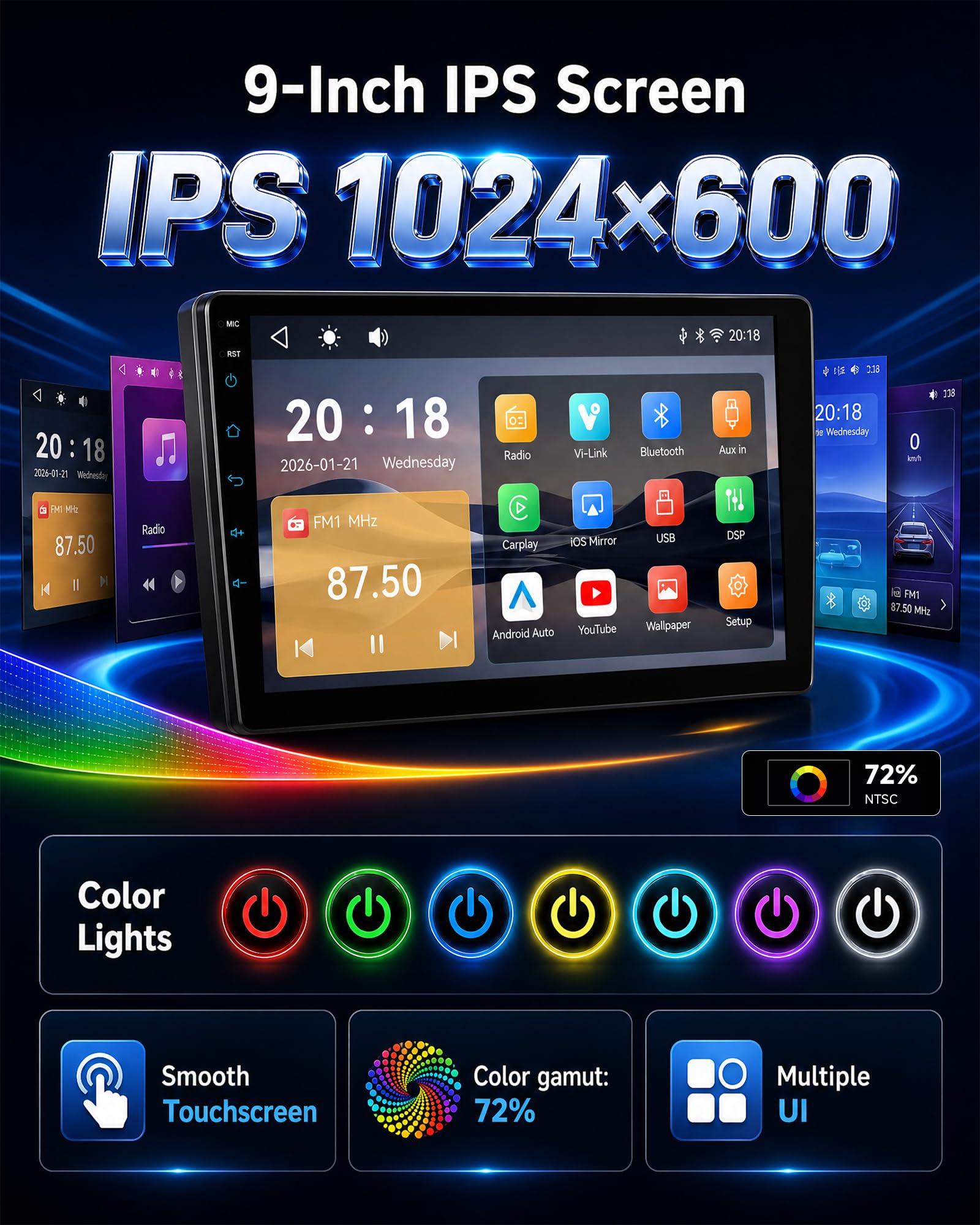 SIXWIN Autoradio Nissan Qashqai J10 2006-2016, Schermo Touch 9" IPS HD, Radio Auto con CarPlay senza Fili e Android Auto,Vi-Link, Bluetooth, FM RDS, DSP, USB,Supporto Volante e Telecamera