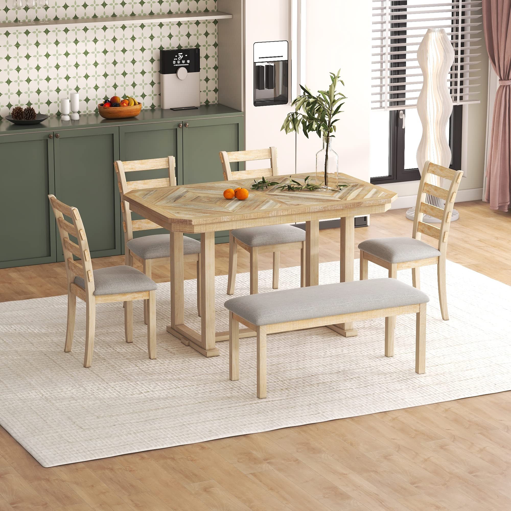 Amazon.com - Bellemave Dining Table Set for 6, Rectangular Dining Table ...