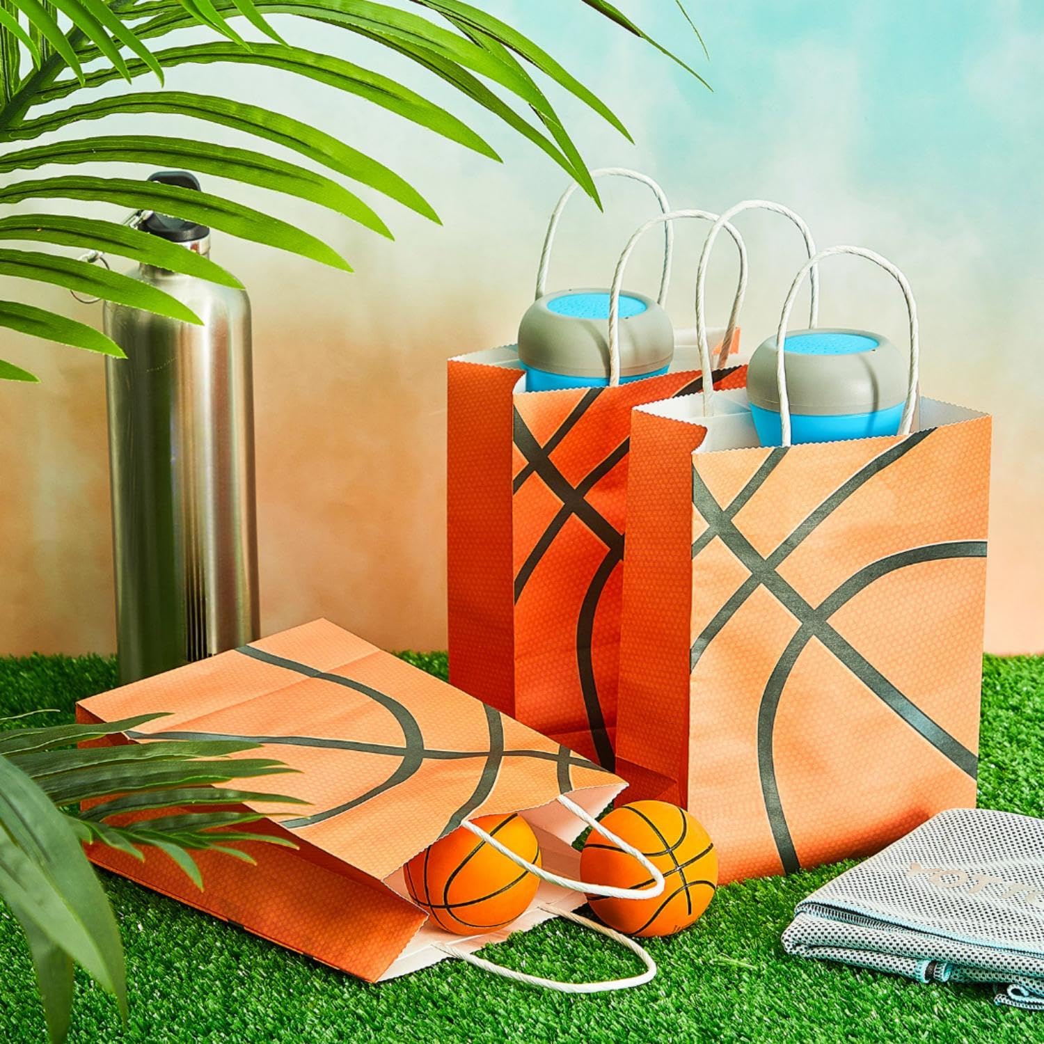 Teling 12 Pcs Basketball Party Gift Bags, Basketball Goodie Bags with Handles, Sports Theme Goody Treat Candy Pocket for Kids Adults Fans, Reusable Sport Birthday Party Supplies Team Gifts - Image 7