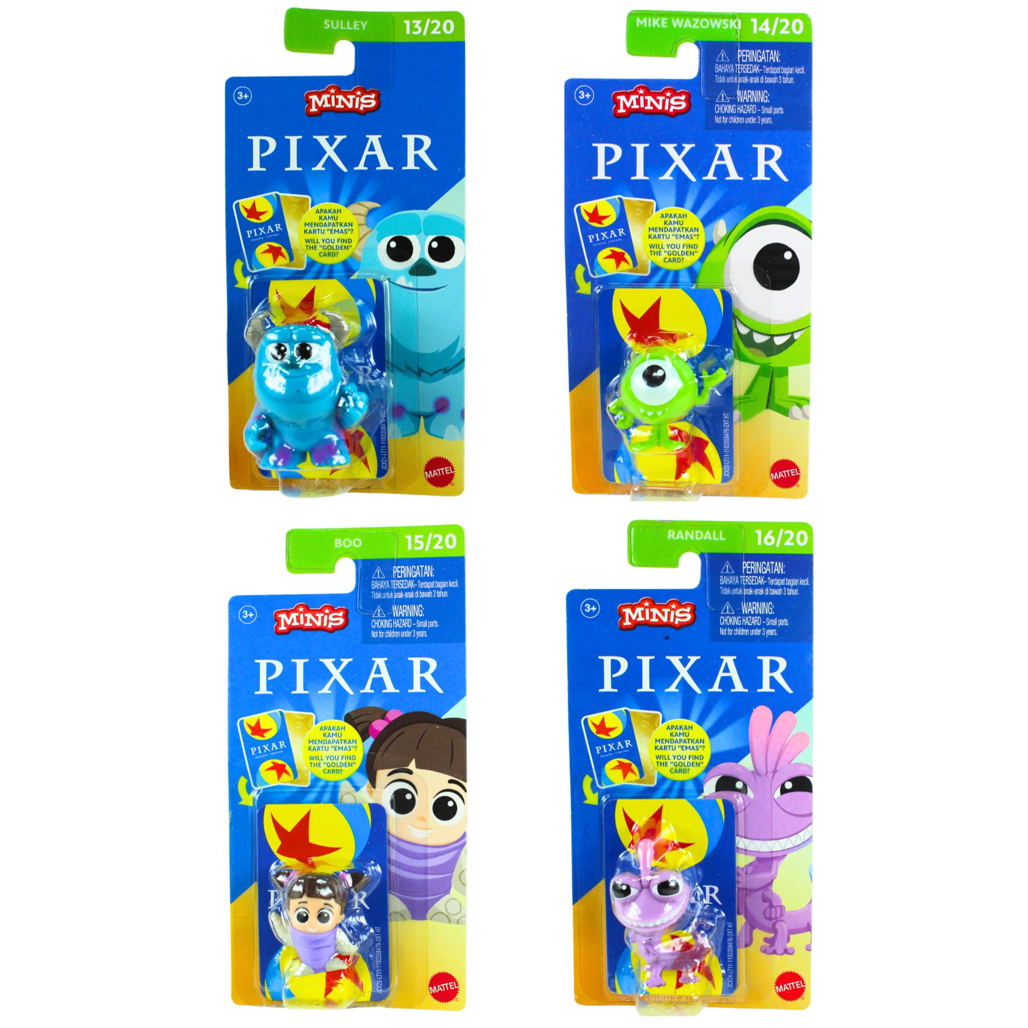 Disney Pixar Mini's 2.5" 6cm Collectible Character Play Figures Toy Story, Incredibles & Monsters Inc - (Monsters Inc 4 Pack)