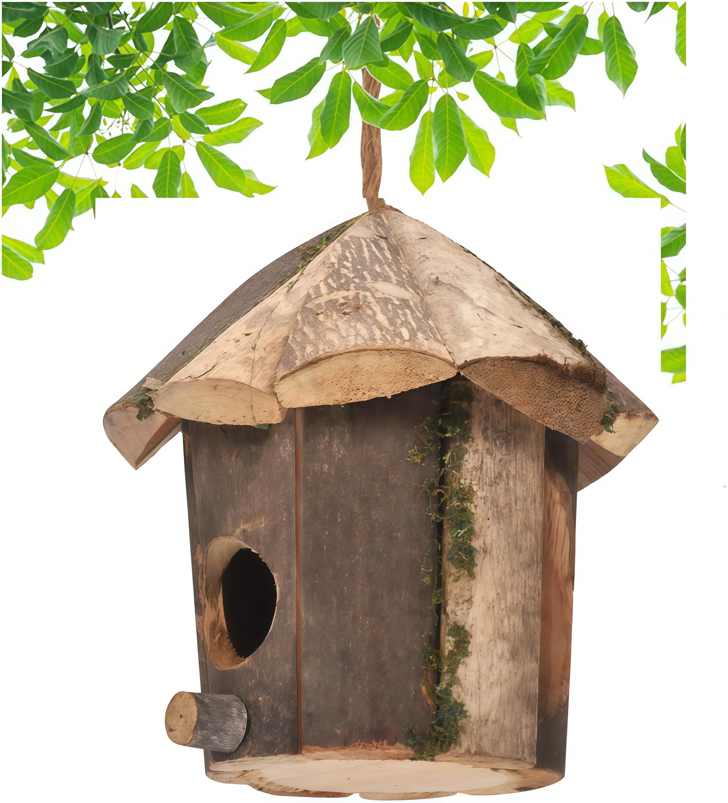 Nido para pájaros de madera, natural, casa para pájaros de madera, nido para pájaros para jardín, exterior, patio, nido decorativo