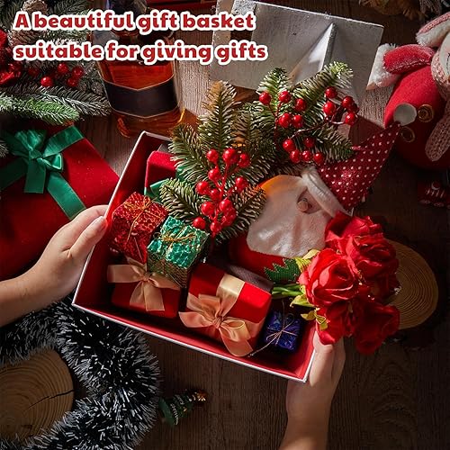 Miniatura 5 de Juego de 24 cestas de Navidad vacías para llenar, con bolsas de cesta y lazos, juego de regalo para Navidad, cumpleaños, construye tu propia cesta