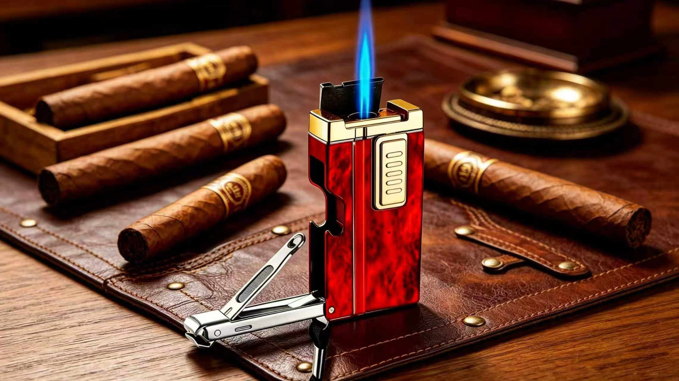 Encendedor a llama de soplete a prueba de viento recargable miniatura 7