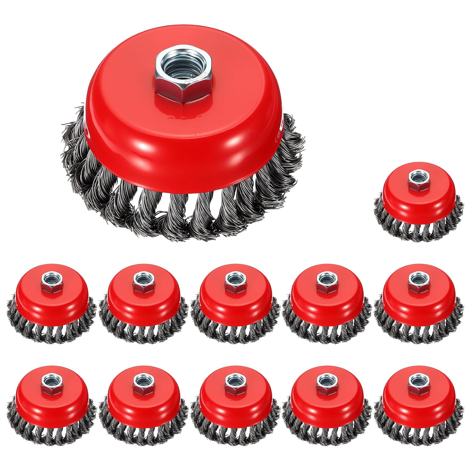 DTGN 4 Inch Wire Cup Brush for Grinder - 12 Pcs - Carbon Steel Knotted(0.02" Wire Size) Wire Wheel for Angle Grinder with 5/8"-11 Arbor - Good for Cleaning Rust Paint Abrasive