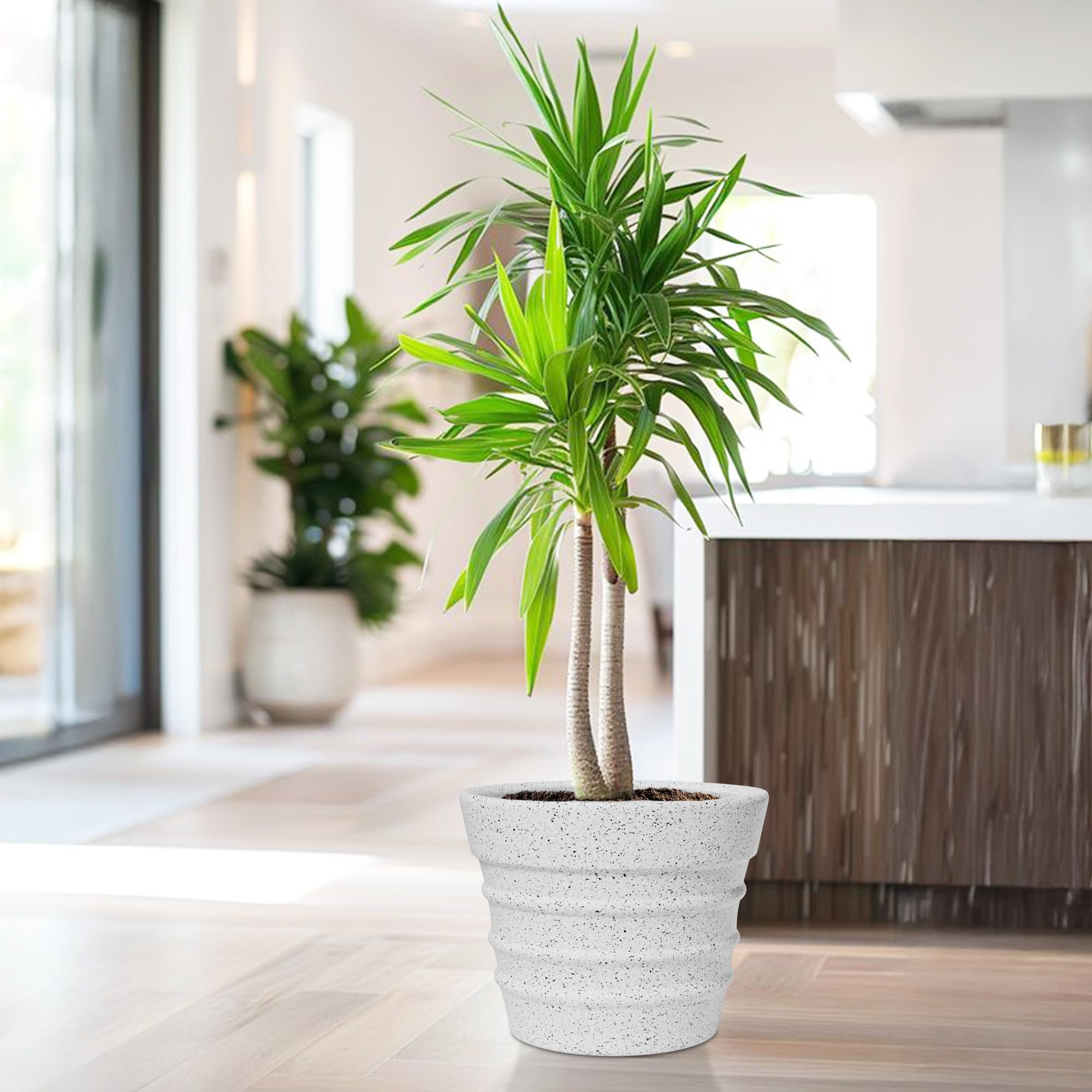 YUCCABE ITALIA FOXB BR 14" Pots For Plants Highly Durable Polymers Lightweight Indoor Outdoor Plant Pots,Flower Pot Gamla Tree Planter Container Planters For Living Room,Balcony,Garden,Marble White-picture-25