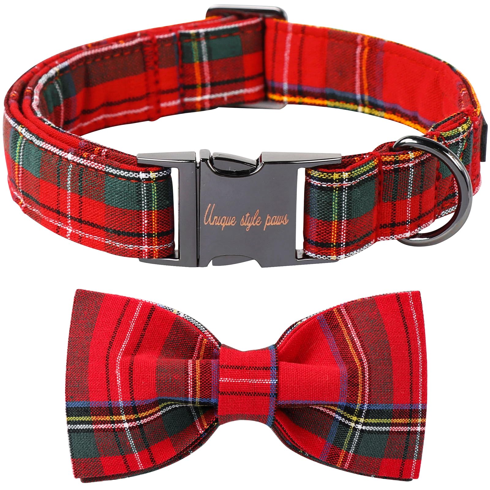 Unique style paws Christmas Dog and Cat Collar with Bow Pet Gift Adjustable Soft and Comfy Bowtie Collars for Small Medium Large Dogs