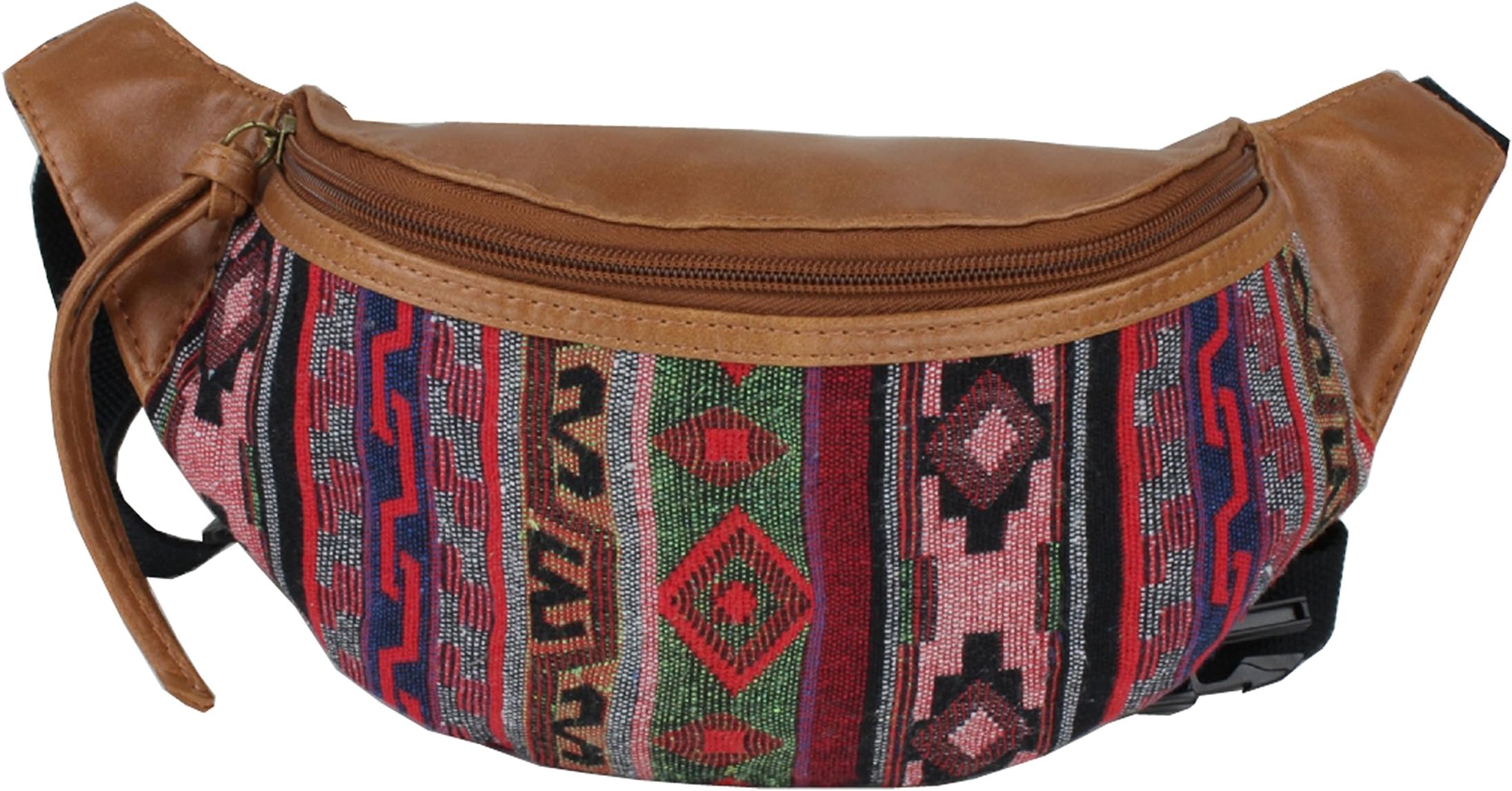 Medium Size Tribal Aztec Print Fanny Pack Zipper Pouch - Fits up to 49 in. Waist