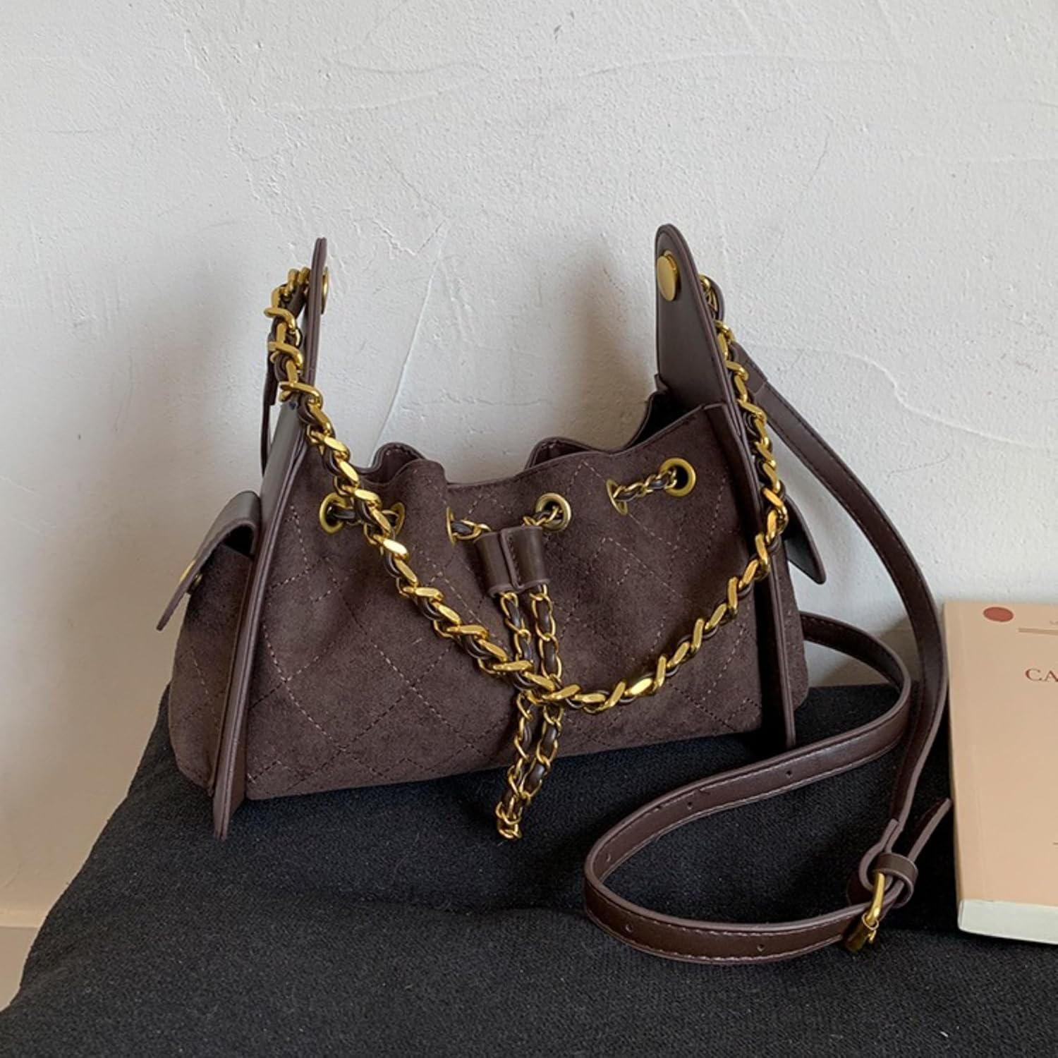 Y2k Chain Suede Shoulder Purse Vintage Crossbody Bag Women Trendy Handbags Fall Winter Casual Purse - Image 3