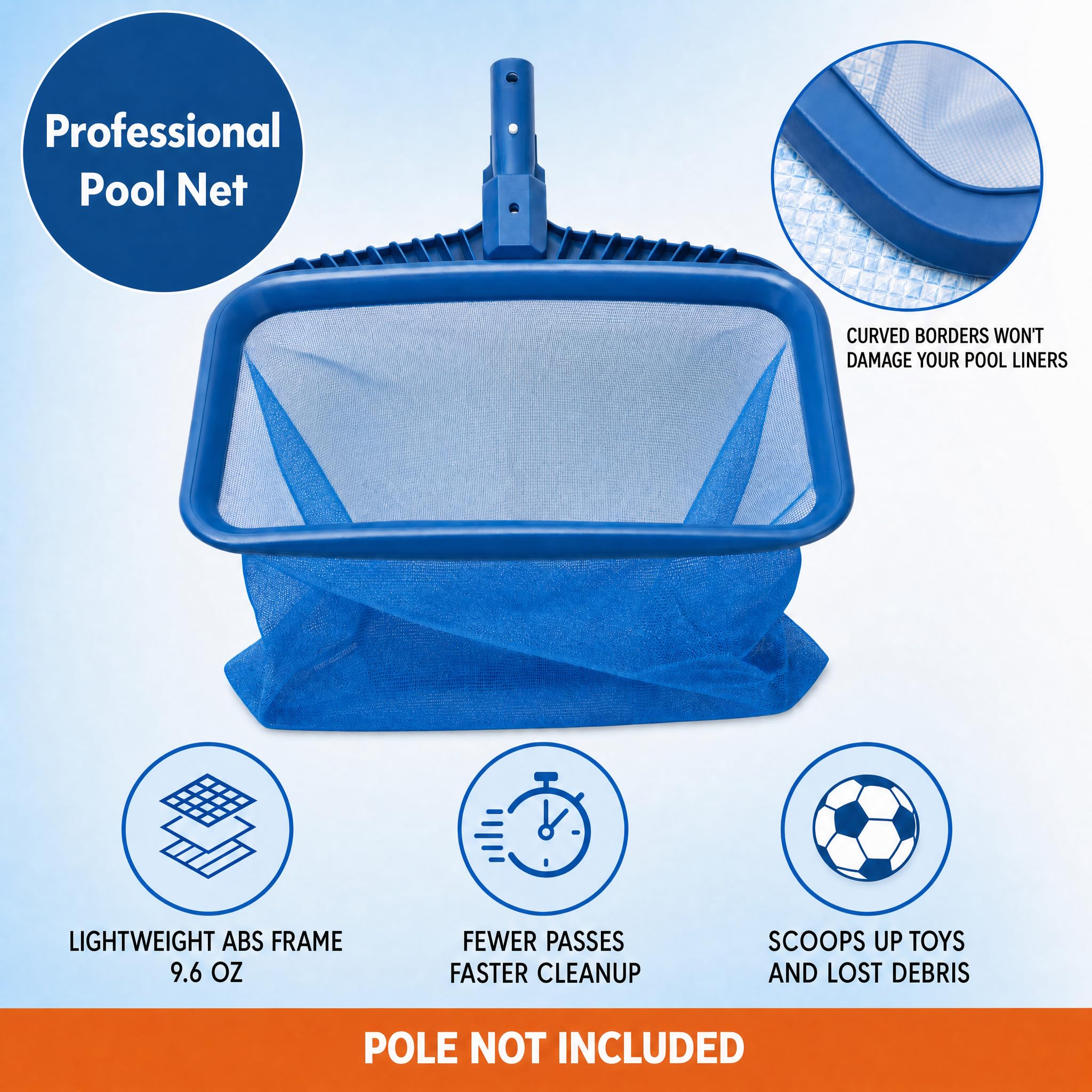 Perfect Pools Râteau à Feuilles Robuste pour Piscine | Râteau pour Jacuzzi et Piscine