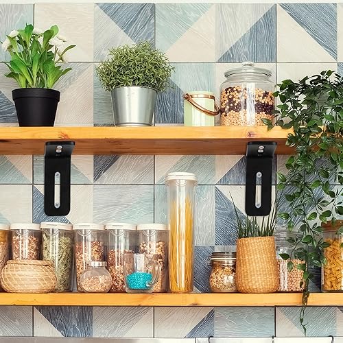 Miniatura 5 de 6 soportes en L ajustables ranurados, soporte negro en forma de L con 2 agujeros ranurados, soportes de esquina en ángulo recto de metal de 90