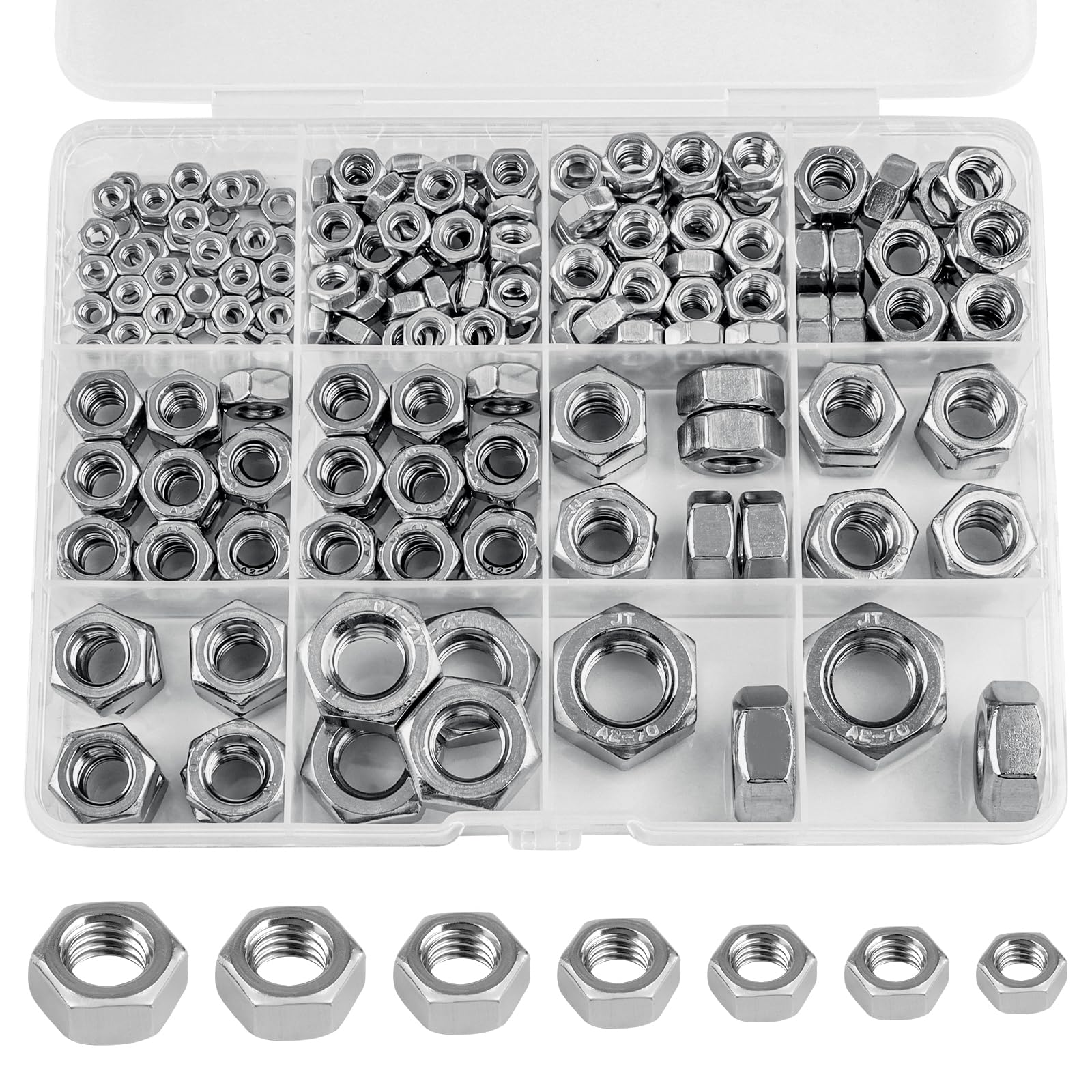 Stainless Steel Hex Nuts - 178 Pack -8 Stainless Steel Hex Nuts - 178 Pack -8