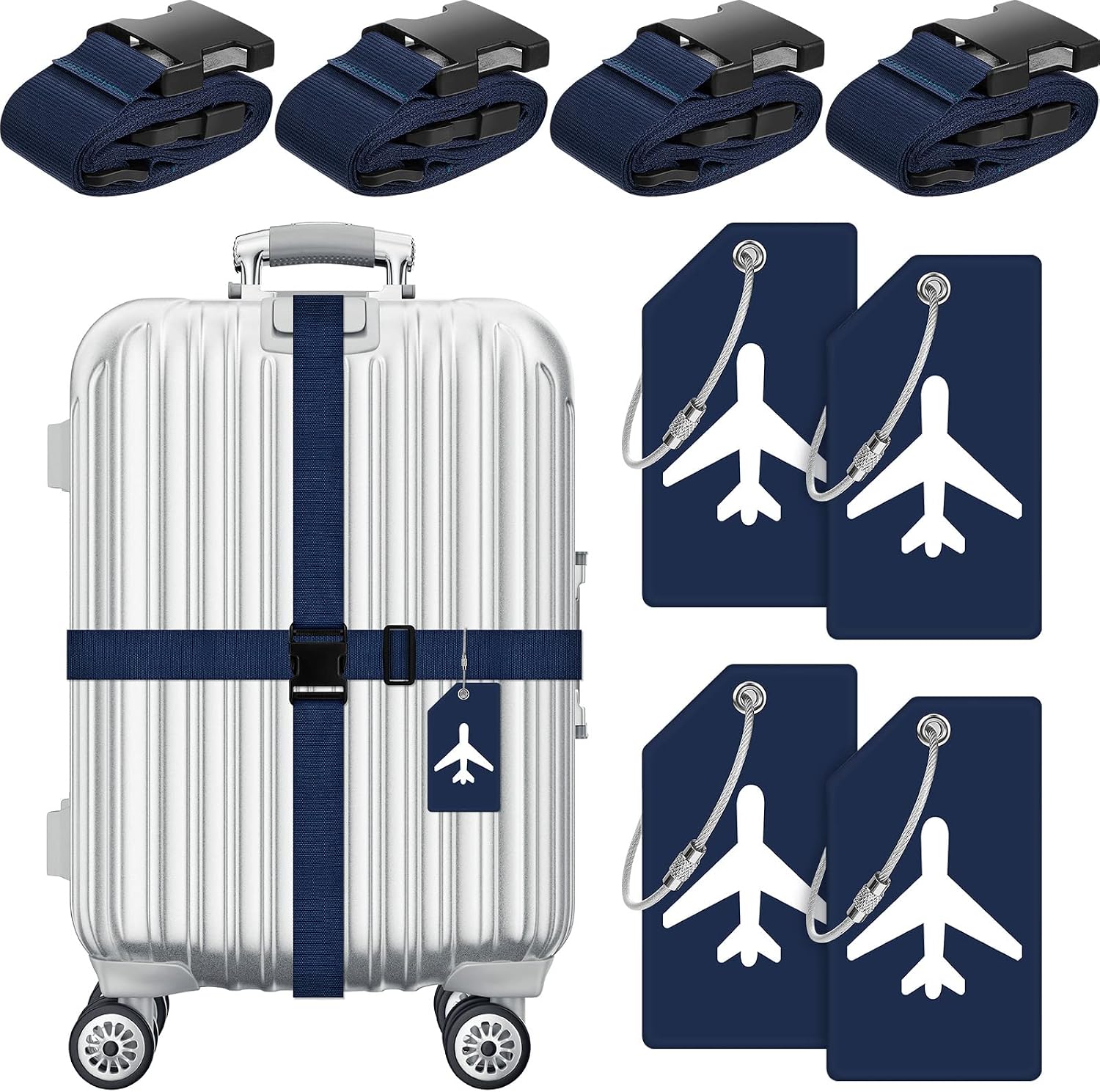 Weewooday 8 Pcs Luggage Straps Suitcase Tags Set for TSA Approved