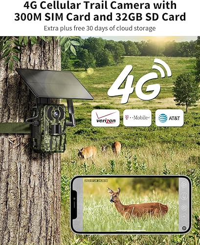 Miniatura 2 de SEHMUA Cámara de rastreo celular 4G LTE incluye tarjeta SD y SIM, cámara solar de 3 generación inalámbrica de 2.7 k con alimentación en vivo y fotos