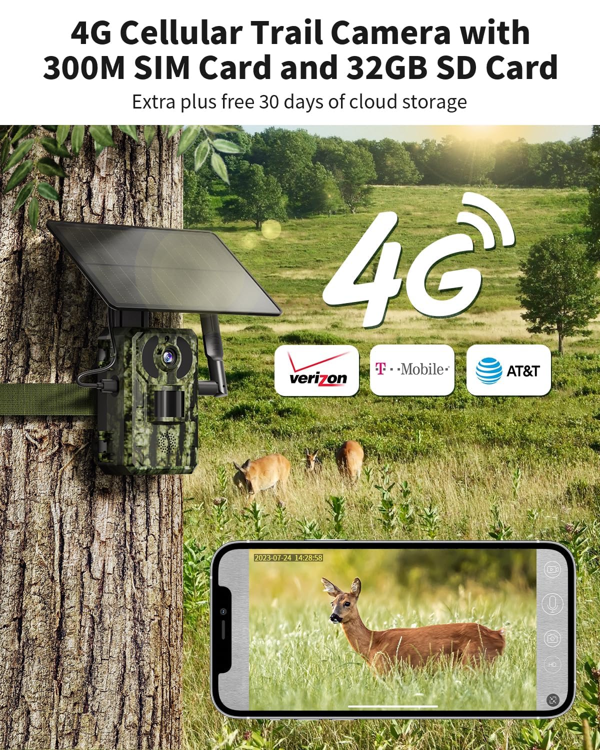 Cellular Trail Camera 4G LTE Include SD&SIM Card, 3rd