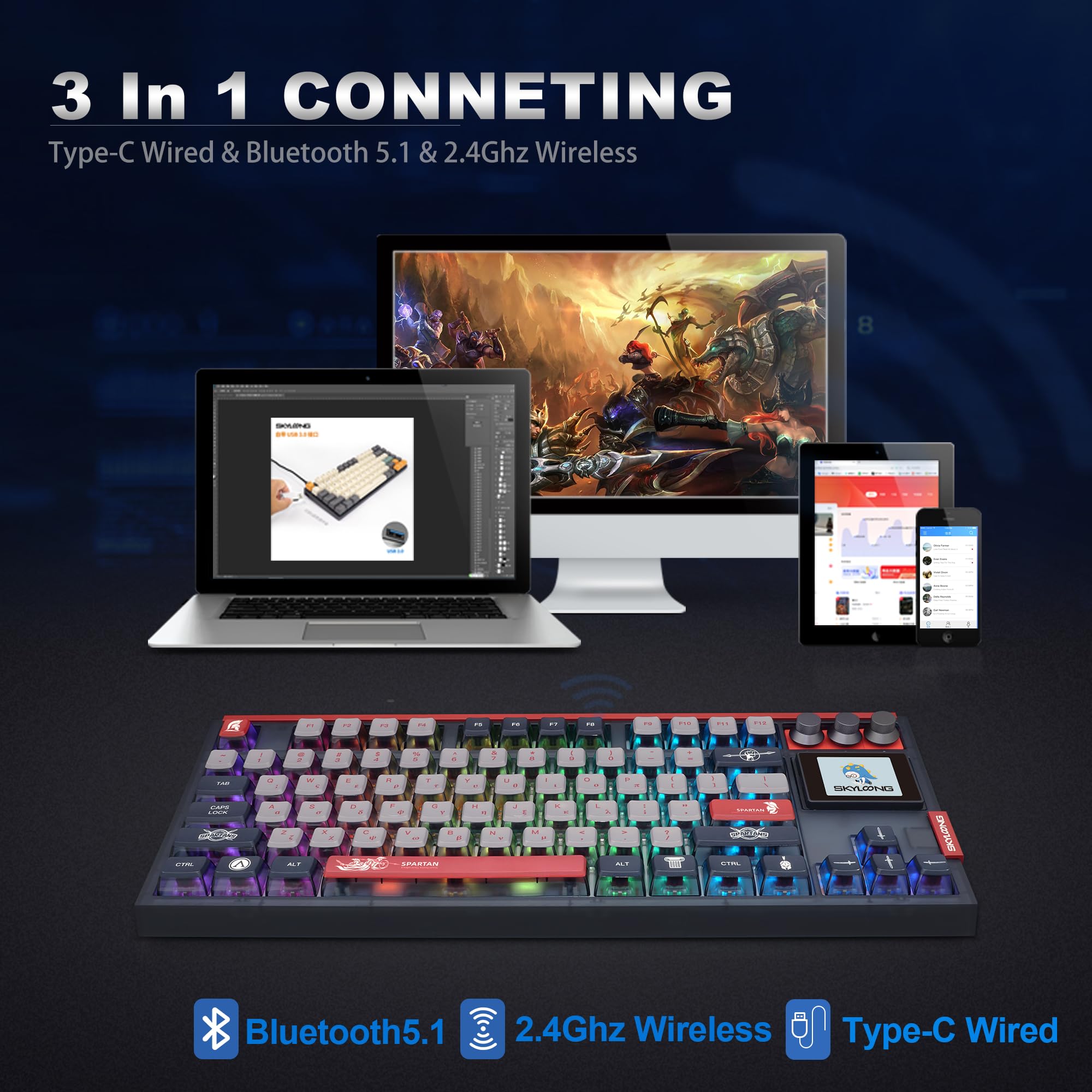 Amazon.co.jp: Glacier Skyloong GK87 Pro TKL レイアウト ワイヤレス
