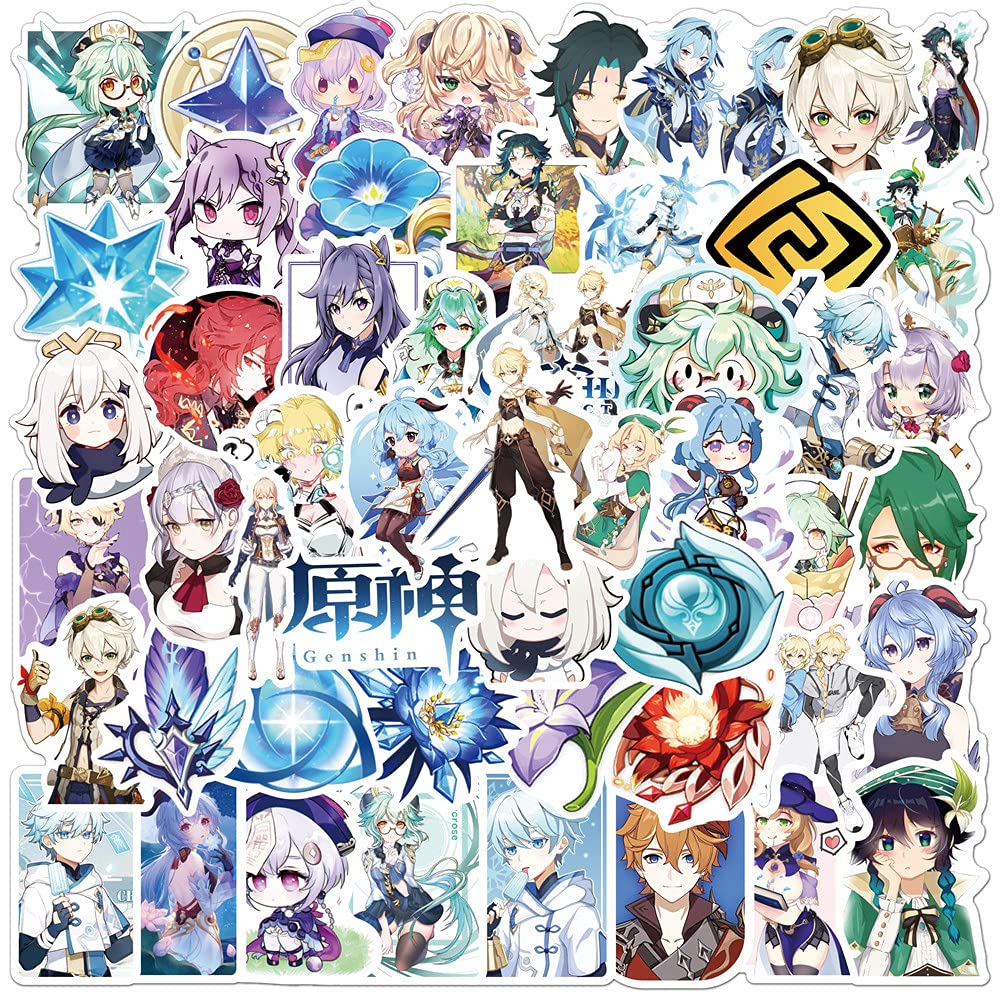 100 Pcs Anime Genshin Impact Stickers for Laptop,Bumper,Skateboard,Water Bottles,Computer,Phone,Anime Sticker Pack for Kids/Teen