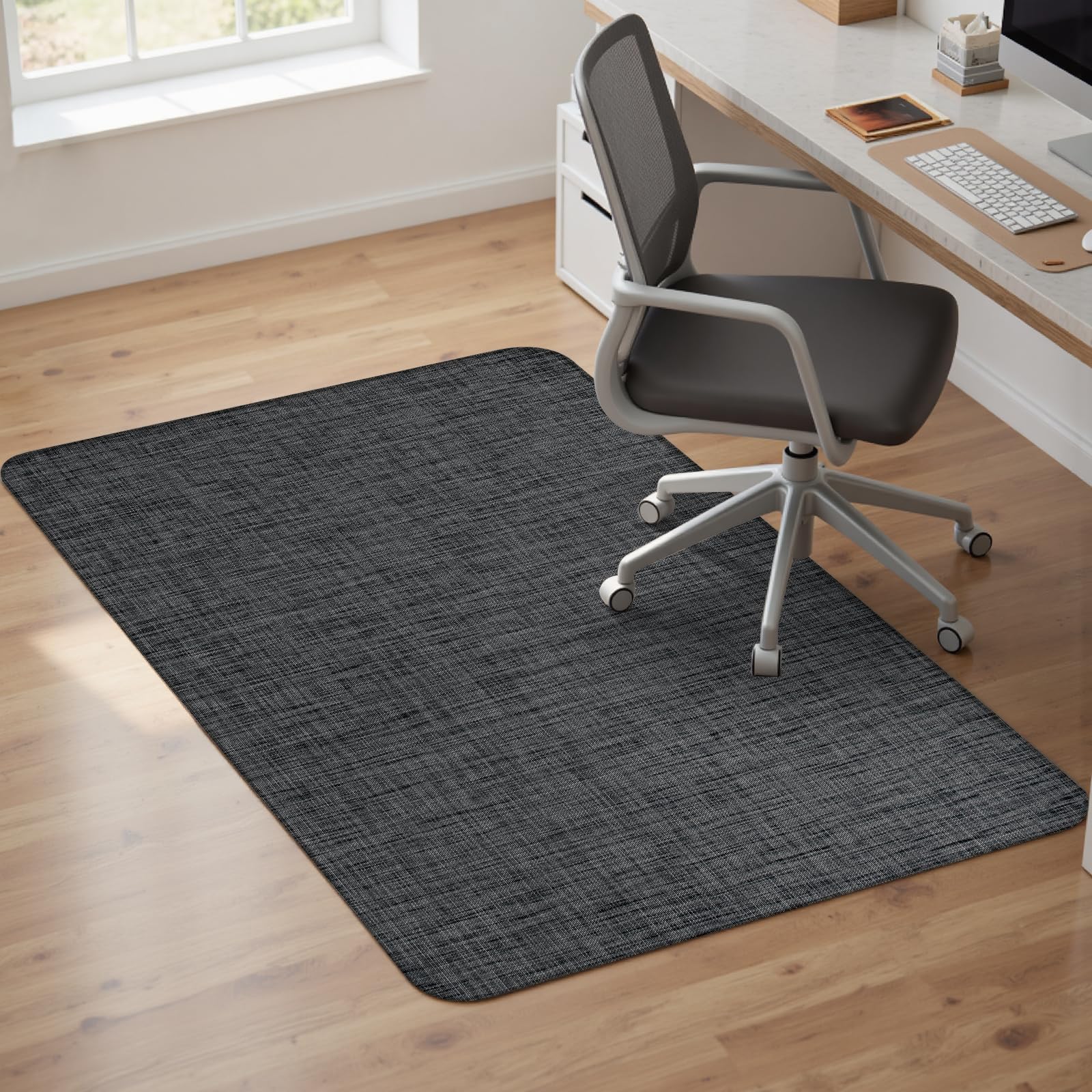 Sycoodeal Office Chair Mat for Hardwood &amp; Tile Floor,Computer Gaming Chair Mat for Rolling Chairs Non-Curve, Anti-Slip, Heavy Duty Floor Protector for Home Office,Black (40" x 55")