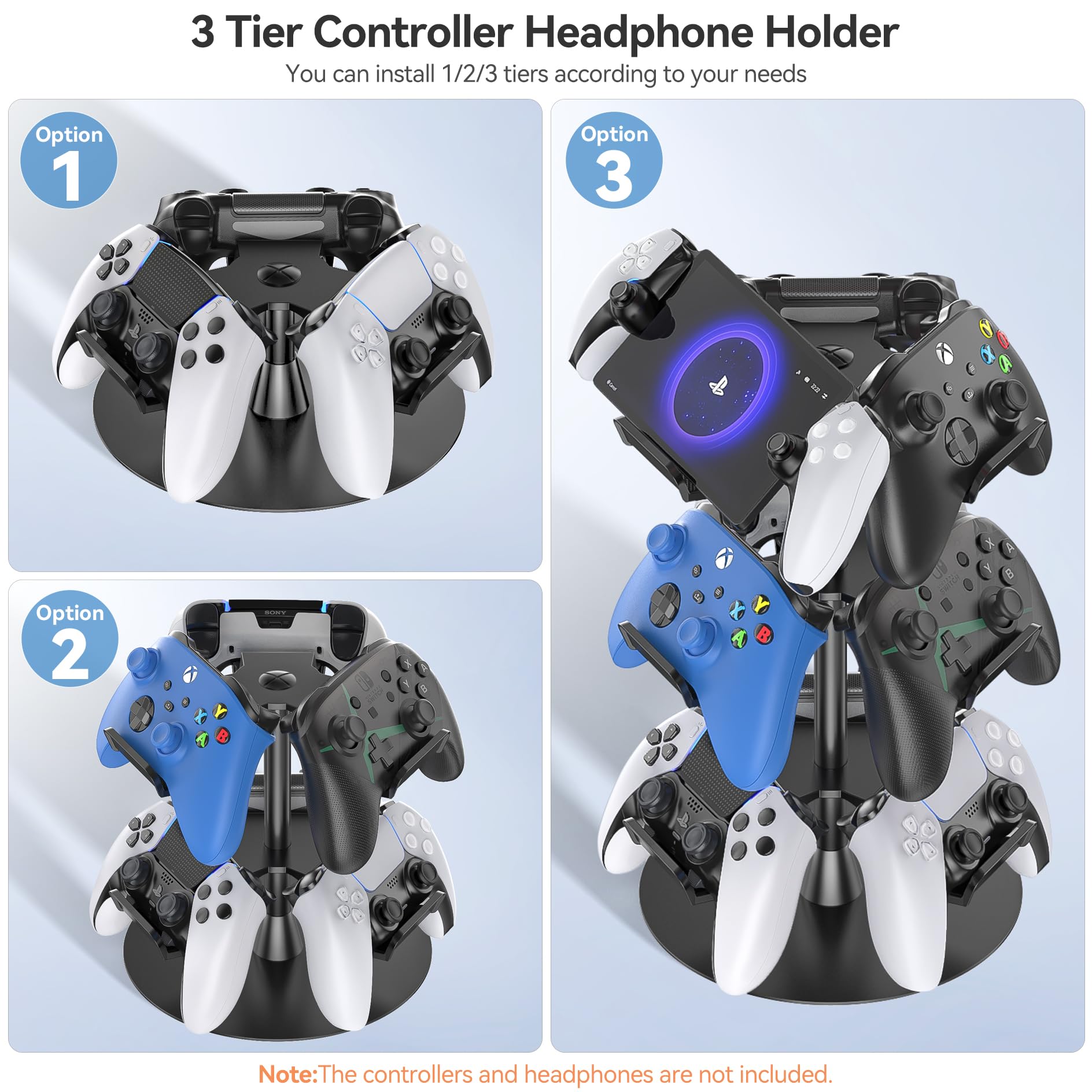 Amazon.co.jp: Kosker ヘッドセットスタンド 3段 デスク用 回転式 