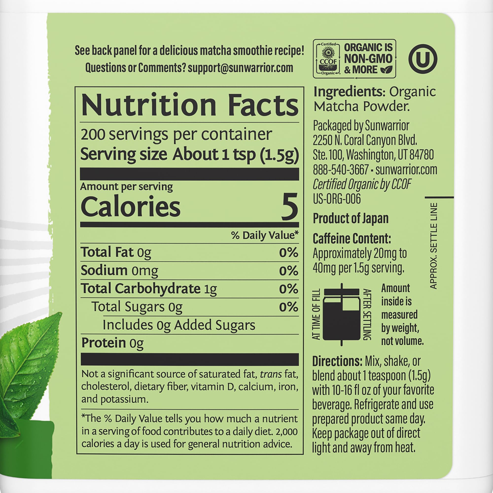 Organic Matcha Green Tea Powder Culinary Grade Matcha for Smoothies Baking Lattes Vegan Sugar Dairy Free 225 Servings — view 2