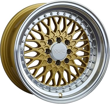 536 Gold Wheel with Machined Finish and Machined Lip 15x8"/4x100.4mm, 0mm offset
