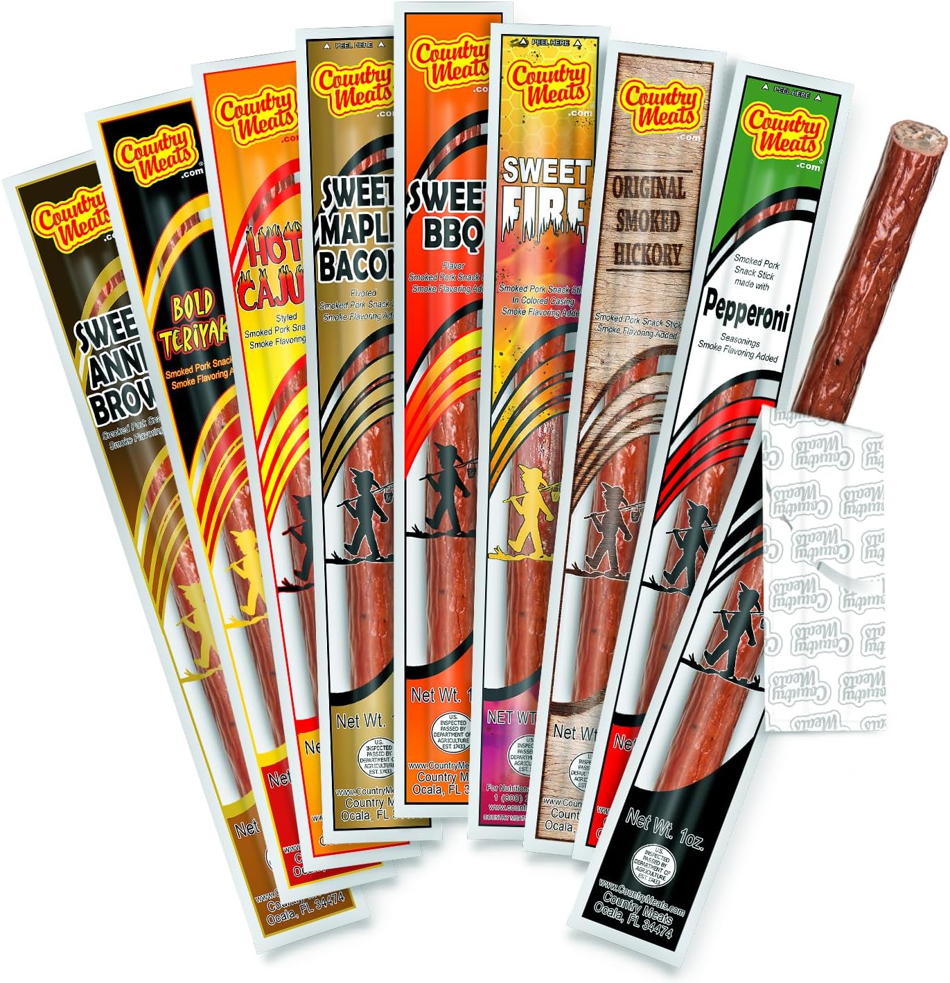 Meat Sticks, 0 Trans Fat, USDA Certified, Good Source of Protein, Carb Conscious Snack (9 Meat Sticks, Variety Pack)