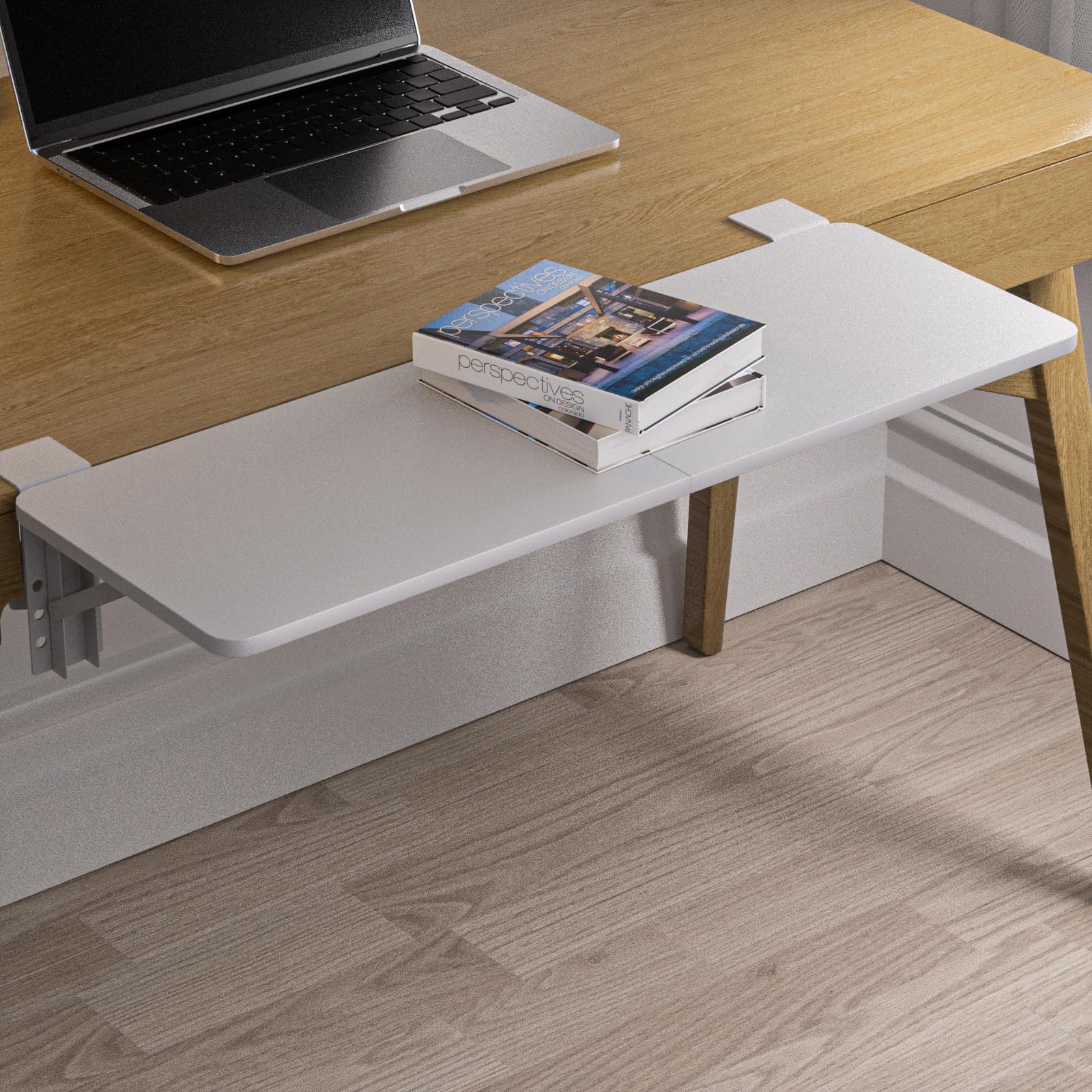 Desk Extender, 27.16" X 9.45"Large Size Clamp-on Foldable Keyboard Tray, Table Mount for Sit Stand Desks(Wthie)