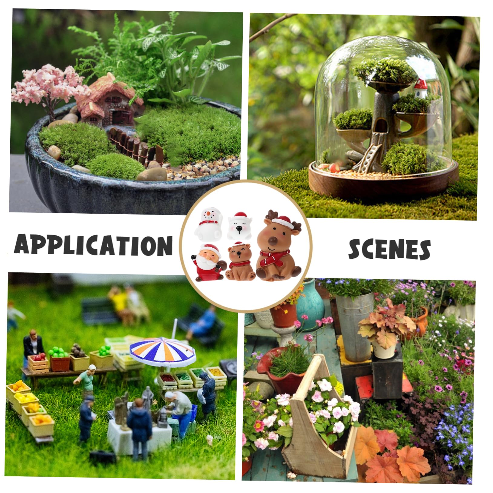 ULTECHNOVO 5 Ensembles Ornements du Père Noël Bonhomme De Neige Faire La Fête Décor De Noël Décoration Mini Aquarium Décorations De Figurines D'aquarium Résine 5 Pièces * 5