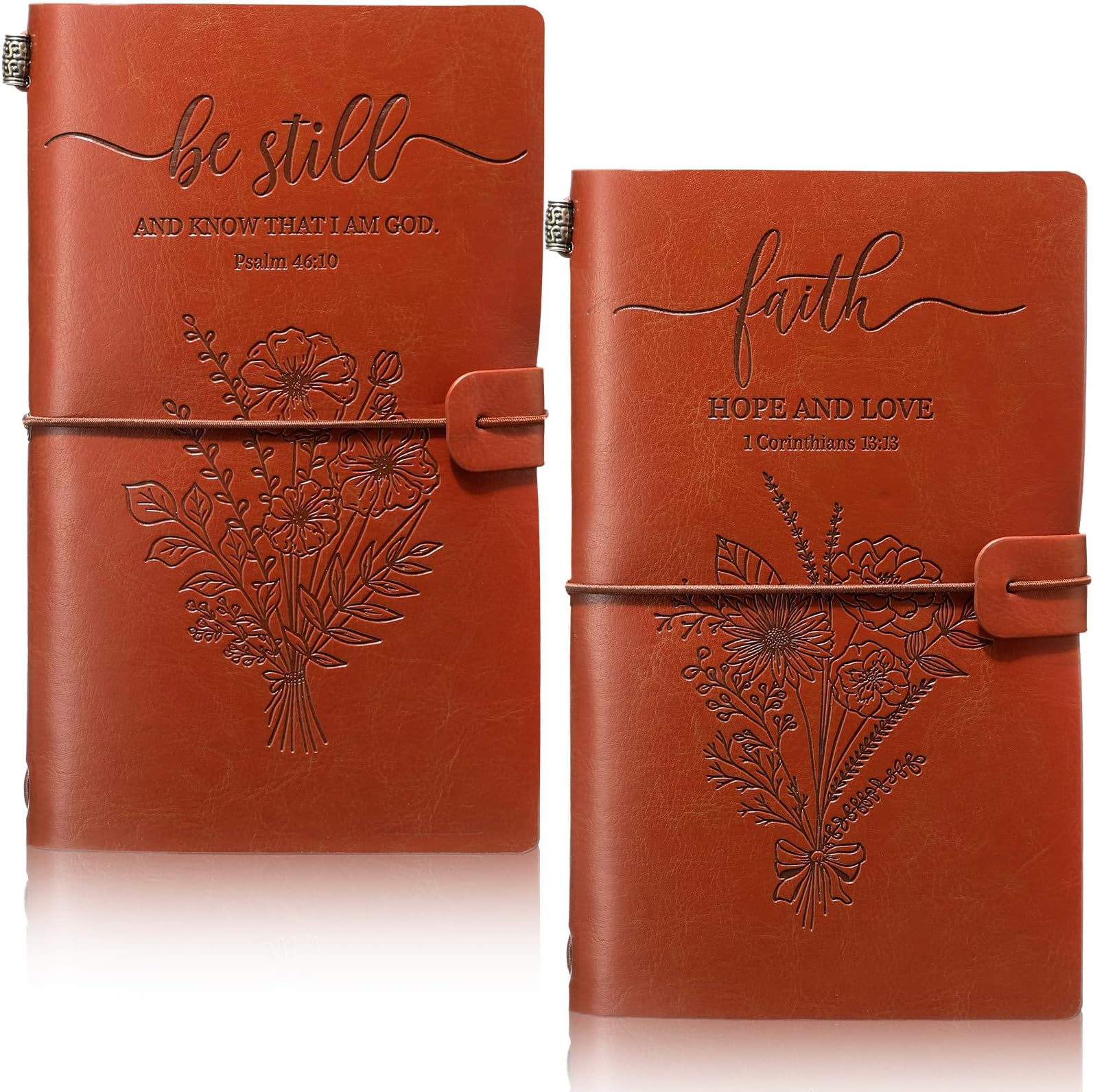 Tenare 2 Pcs Christmas Christian Gifts for Women Men Bible Verse Leather Journals Religious Faith Catholic Gifts Inspirational Friend Birthday Easter Journals(Hope and Love)