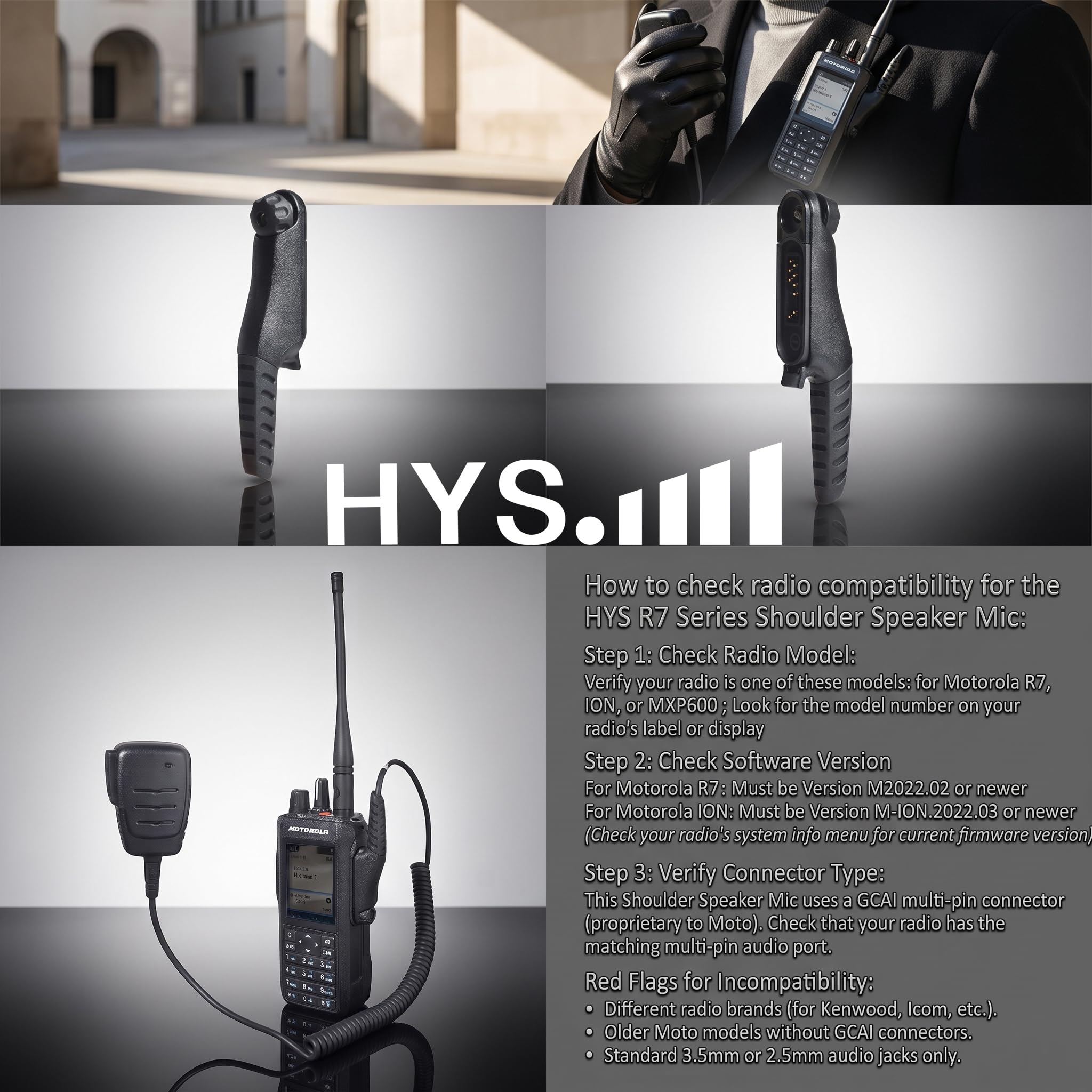HYS Funkgeräte Lautsprechermikrofon Kompatibel für Motorola R7