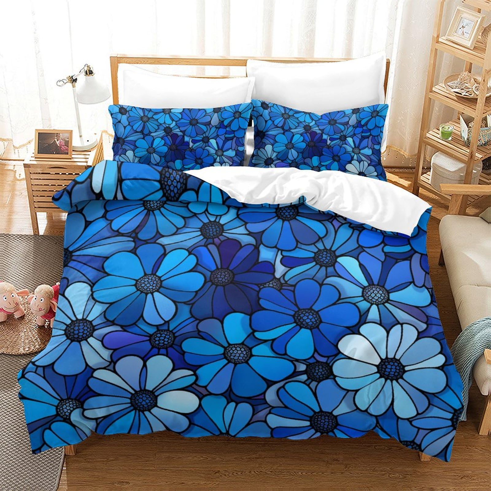 Housse de couette fleurs 220x240 parure de lit microfibre pour chambre parentale ou ado cocooning