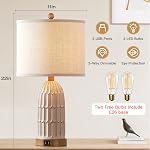 Table Lamps for Bedroom Set of 2, Farmhouse 3-Way Dimmable Touch Lamp for Nightstand with 2 USB Charging Ports, White Vintage Rustic Boho Bedside Lamp for Living Room End Table (Bulbs Included)