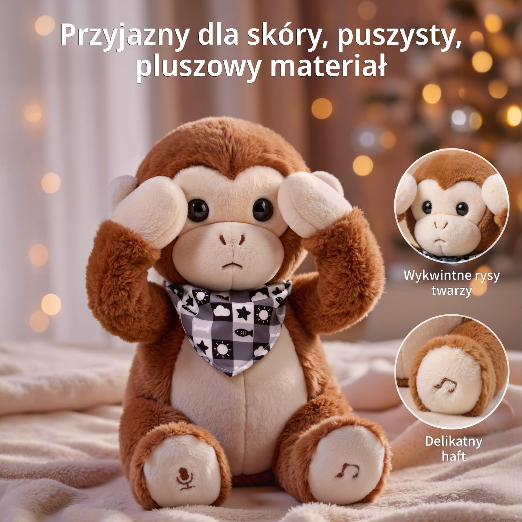 Interaktywna Pluszowa Małpka z Muzyką i Funkcją Głosu
