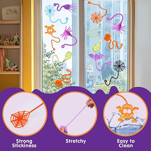 Miniatura 3 de JOYIN 60 juguetes adhesivos elásticos de Halloween, manos adhesivas a granel para regalo de niños, calabaza, fantasma, araña, esqueleto, recuerdos