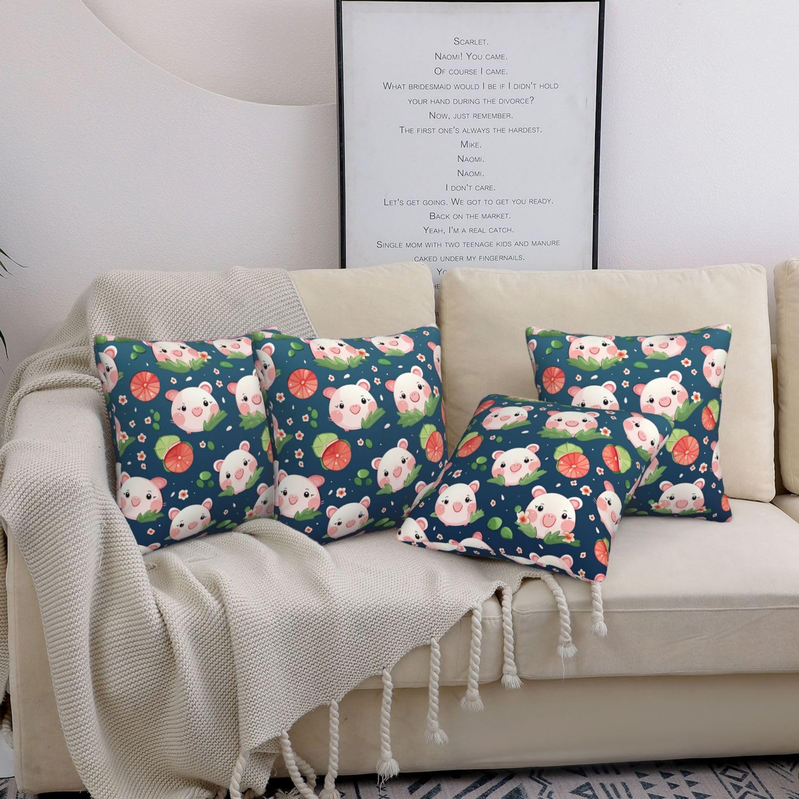 Housses de coussin motif cochons 45x45 cm lot de 4 carrées modernes