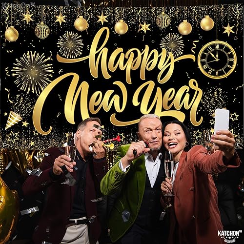 Miniatura 4 de KatchOn, Cartel XtraLarge de Feliz Año Nuevo – 72 x 44 pulgadas | Fondo de feliz año nuevo para suministros de fiesta de Año Nuevo | Decoraciones de
