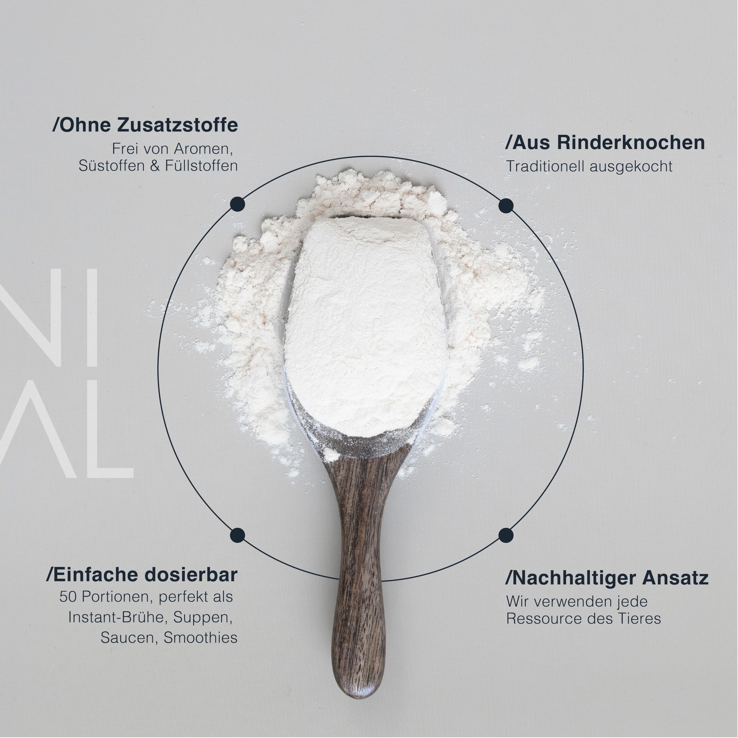 Knochenbrühe Pulver vom Weiderind [200g] - 20 Portionen - ca. 81% Kollagen - 95% Protein Pulver - Aus Schweden, abgefüllt in Deutschland - Ohne Zusätze - Bone Broth - Histaminarm - halal zertifiziert