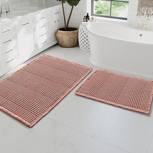 Miniatura 34 de H.VERSAILTEX Alfombra de baño de goma eva súper absorbente, alfombras de baño antideslizantes para piso de baño, alfombras de baño lavables a Crema