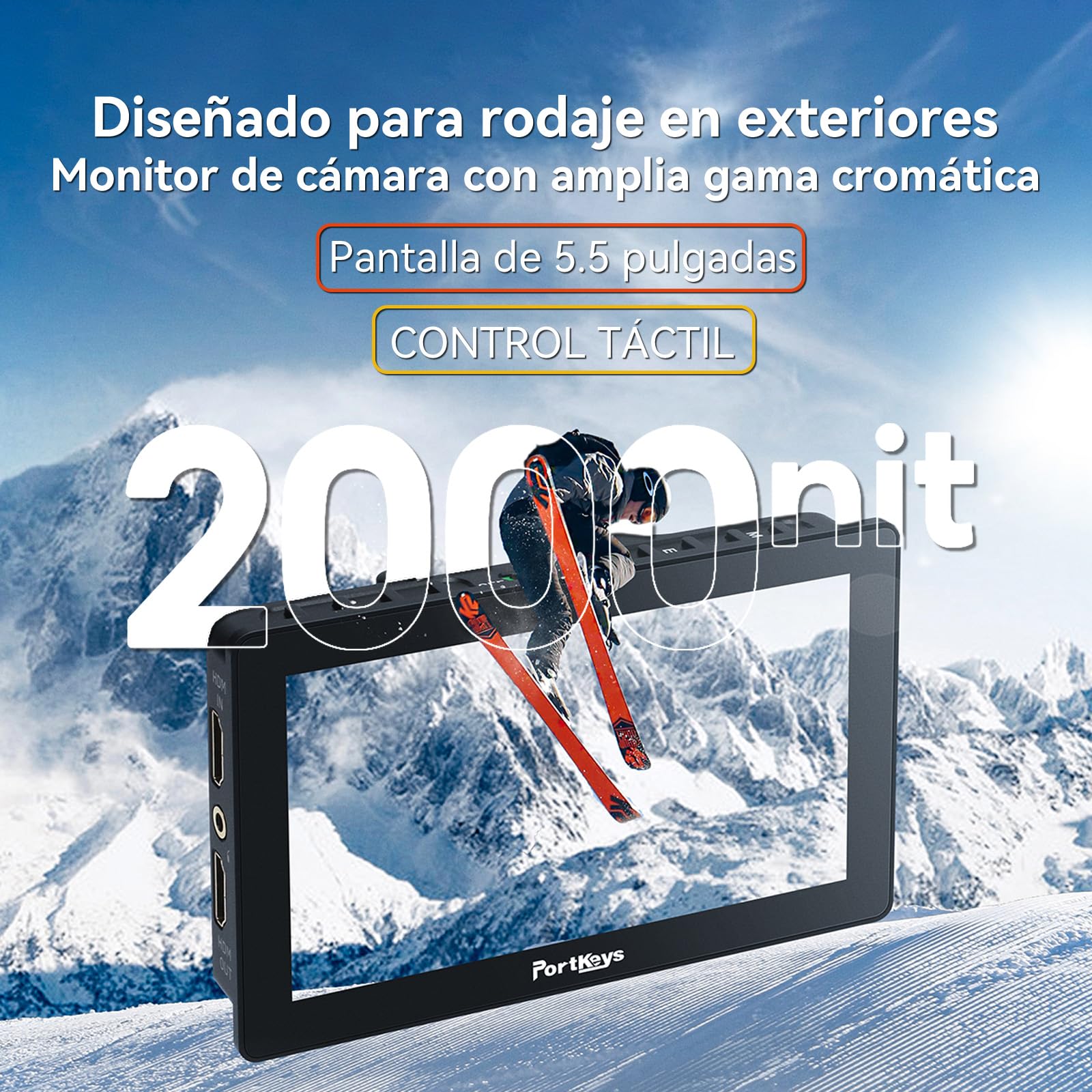 Portkeys LH5P II 5,5" Monitor de Cámara Touch to Focus 2000nit Pantalla Táctil 4K HDMI In/out, para FX3 A7S III, R5 Mark II R6 Mark II, GH6 S5 II, Z8 Z9, Monitor de Campo DSLR