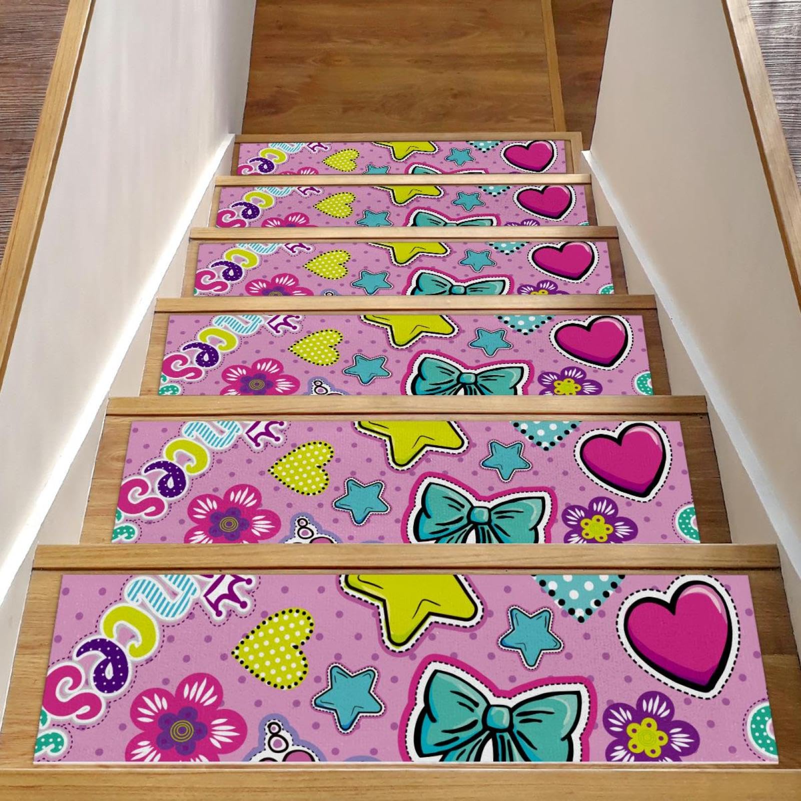Alfombras antideslizantes de escalera rosa princesa con base TPE