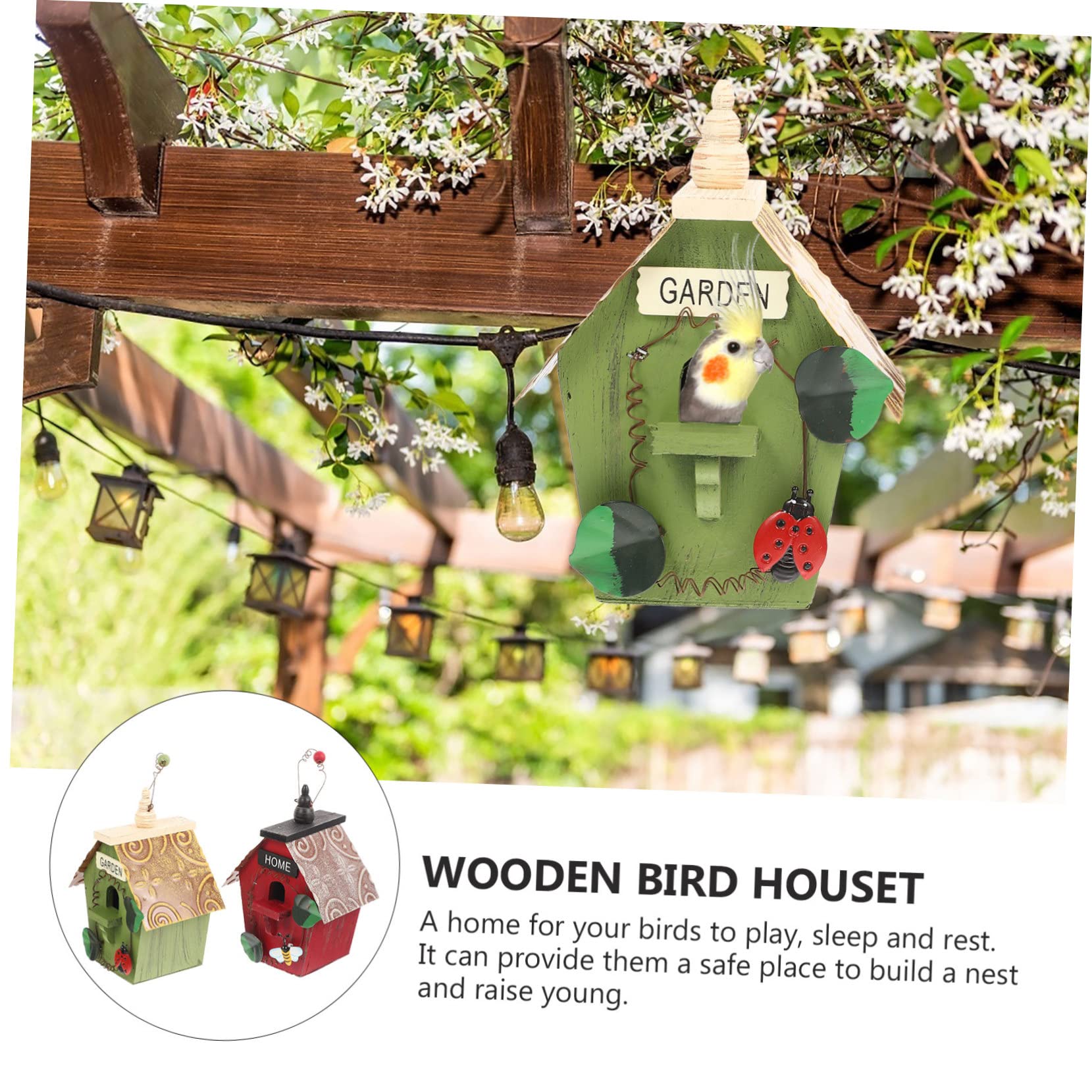 Vogelnest 2 Stück Hausform mit Seil für Gartenvögel