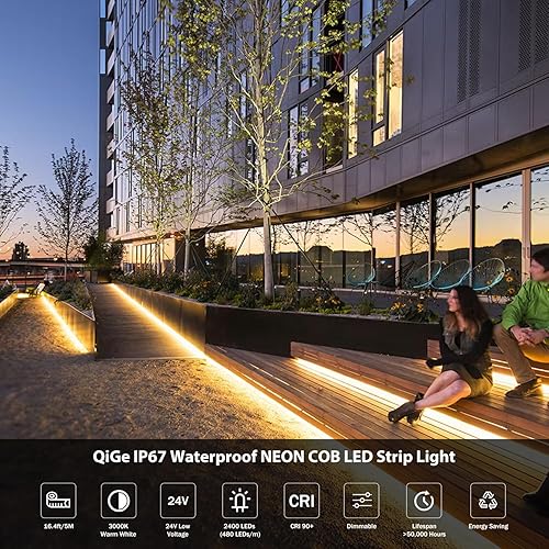 Miniatura 2 de COB Tira de luces LED de neón de 16.4 pies16.4 ft, 3000 K blanco cálido 480 LEDsm 24 V, regulable, CRI 90+, cinta de neón LED de silicona IP67