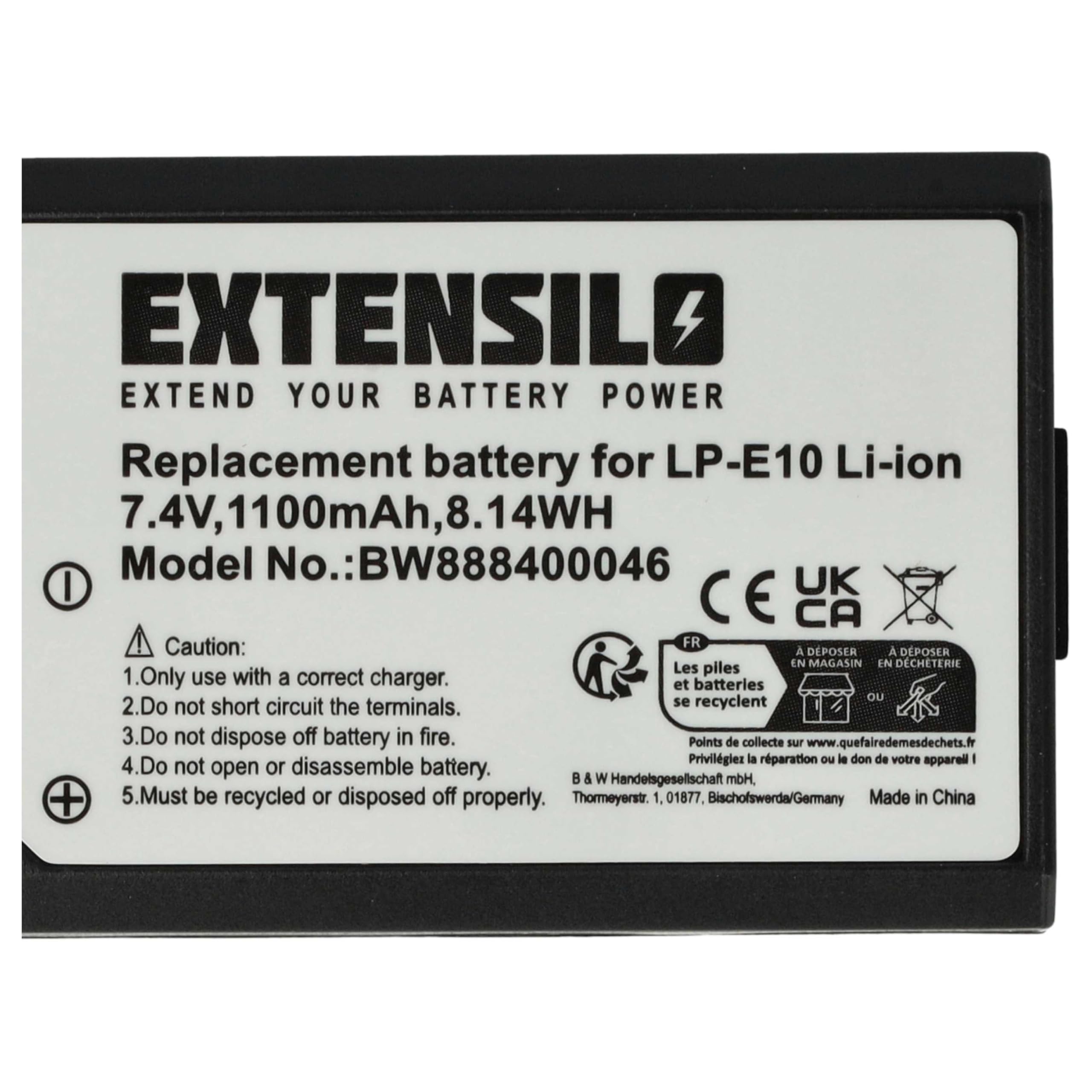 3x batteria compatibile con Canon EOS 1100D, 1D X, 1D X Mark II, 2000D, 1200D, 3000D, 1300D, 1500D fotocamera (1100mAh, 7,4V, Li-Ion)