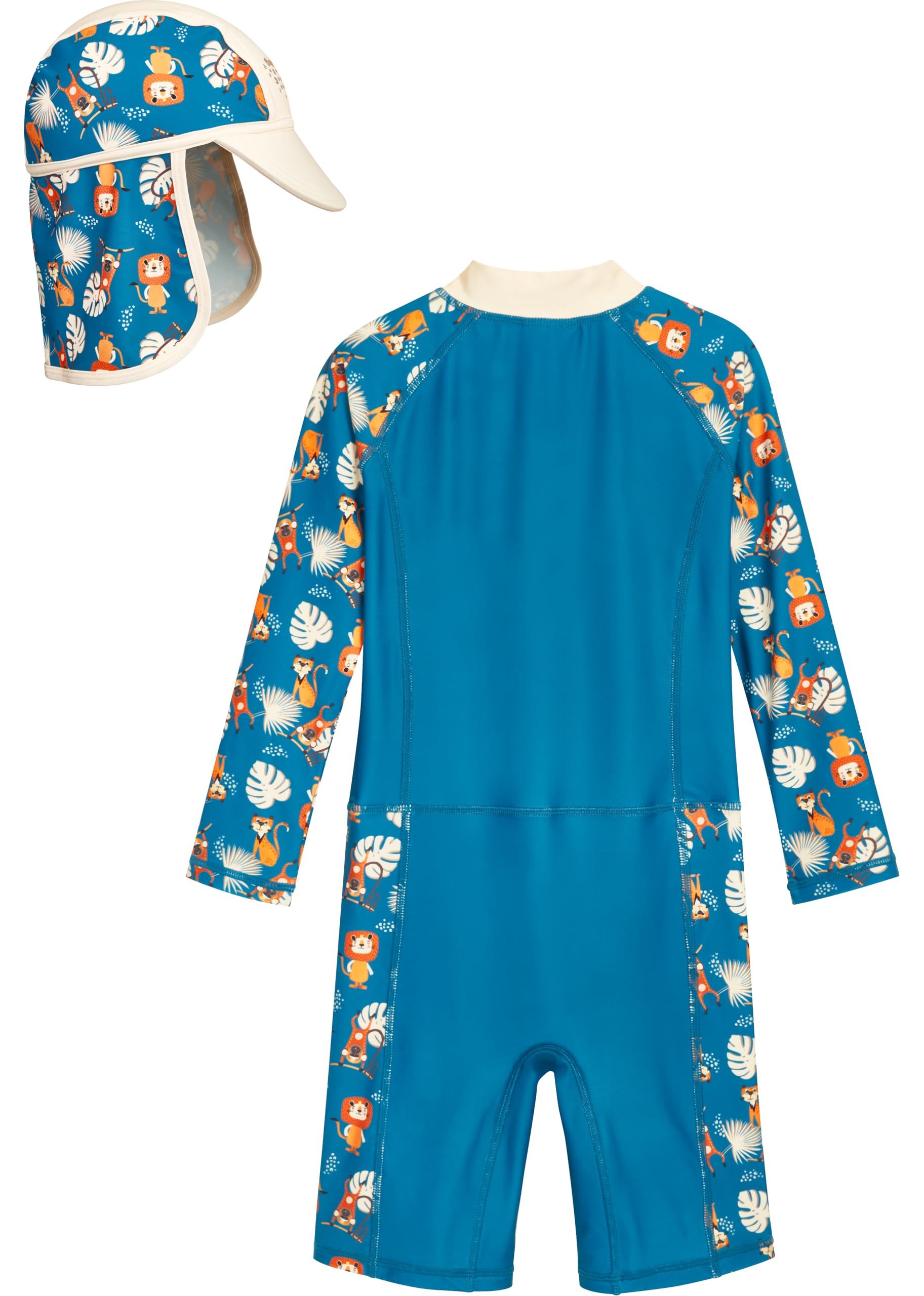Playshoes Unisex Kinder Schwimmanzug mit Langen Ärmeln + Mütze Sonnenanzug (2er Pack)