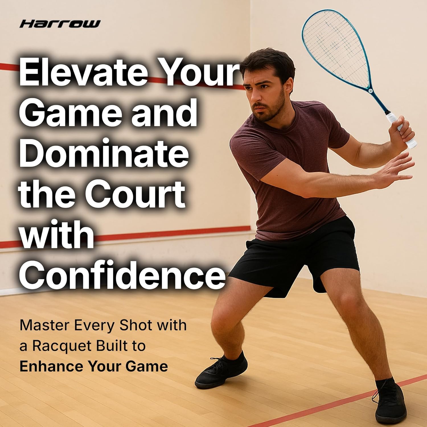 Harrow Response 120 Squash Racquet | Lightweight 120g Frame for Enhanced Power & Control | Teardrop Design, Premium Carbon Fiber Construction | Ideal for Intermediate to Advanced Players